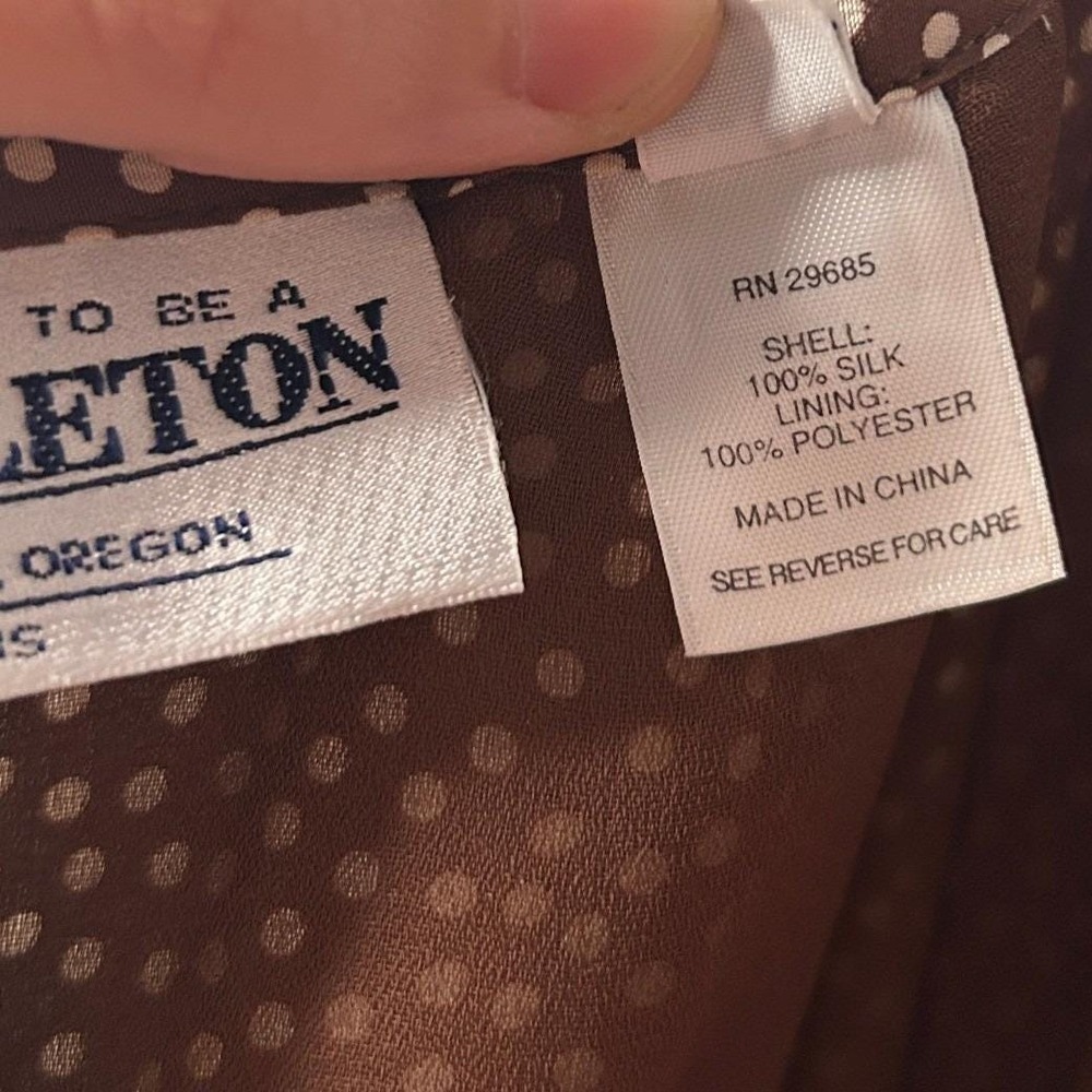 Vintage Pendleton Plus Silk Midi Skirt 22W Brown Polka Dot 90s Secretary Fall - Picture 11 of 13